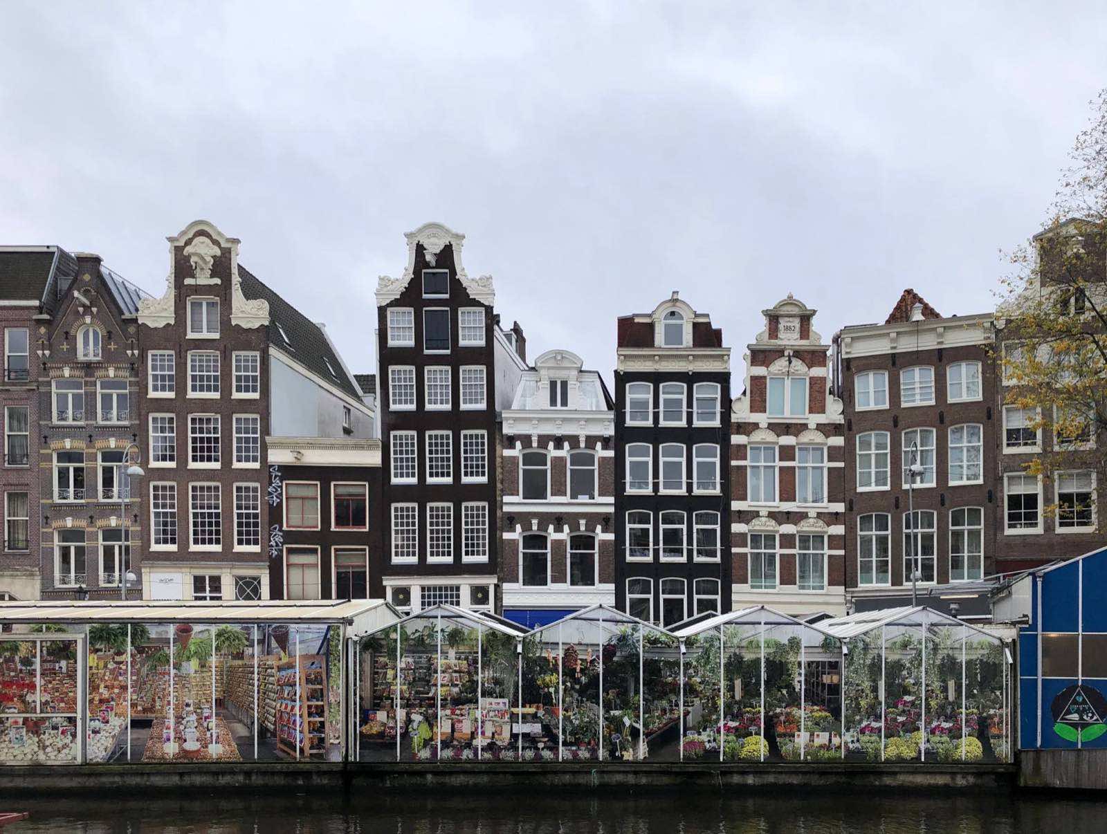 Flower stalls along the Singel canal in Amsterdam